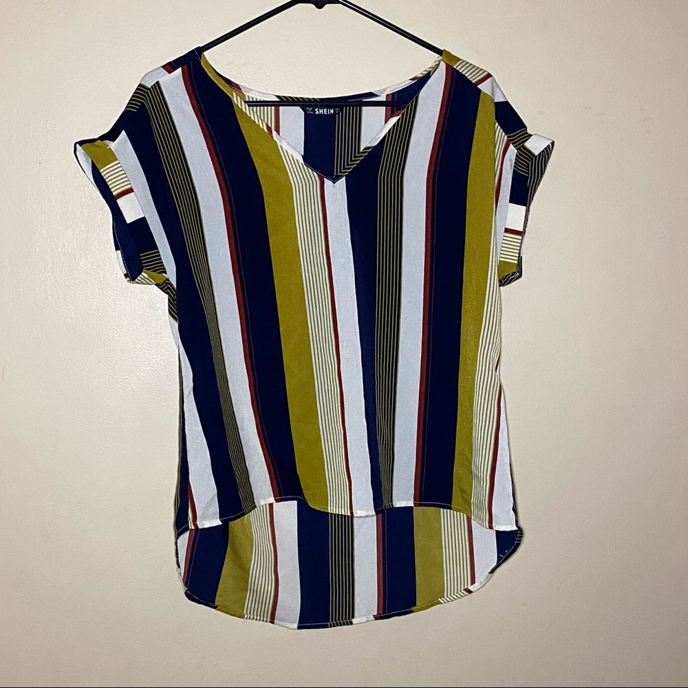 Shein Womens High Low Cuffed Short Sleeved Blouse Size Small